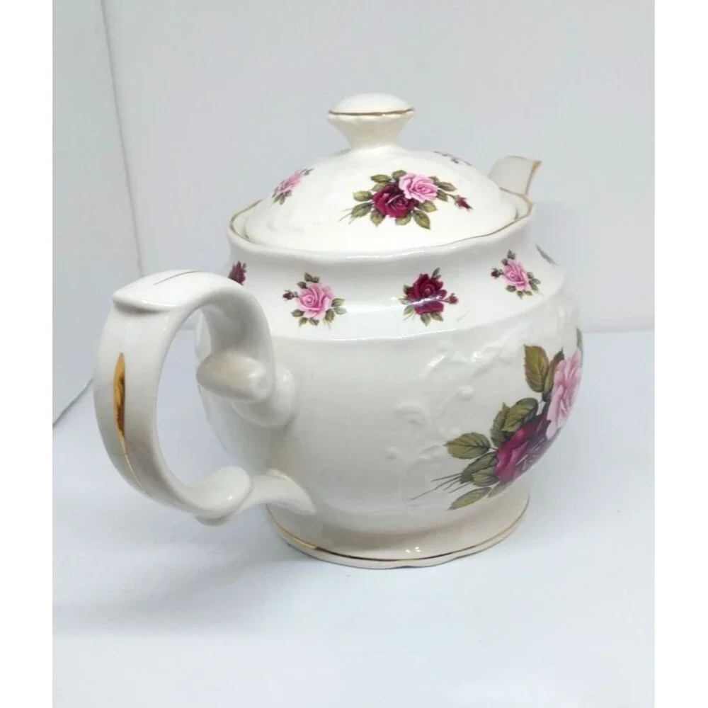 Vintage Crown Dorset Teapot Roses Staffordshire Fine Ceramics England